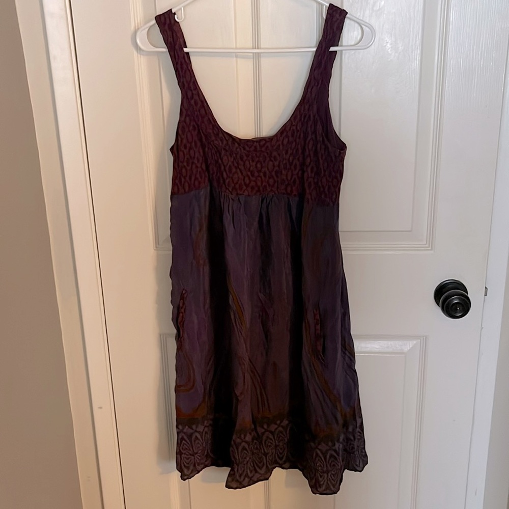 Boho patterned, purple dress -Size M